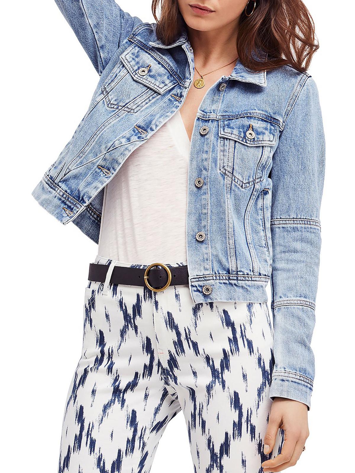 FREE PEOPLE Rumors Womens Lightweight Short Denim Jacket