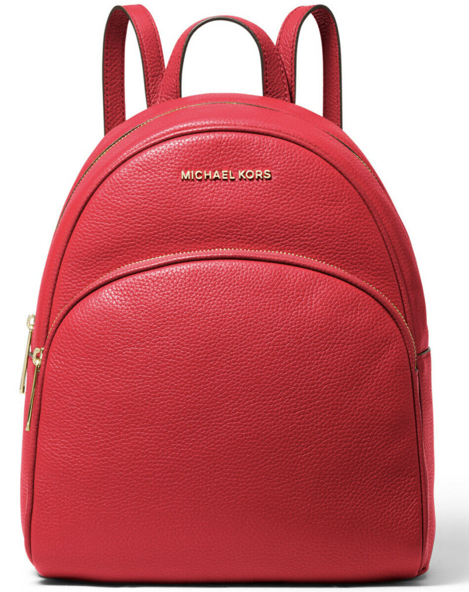 Michael Kors Abbey Backpack Leather Bag In Red /gold