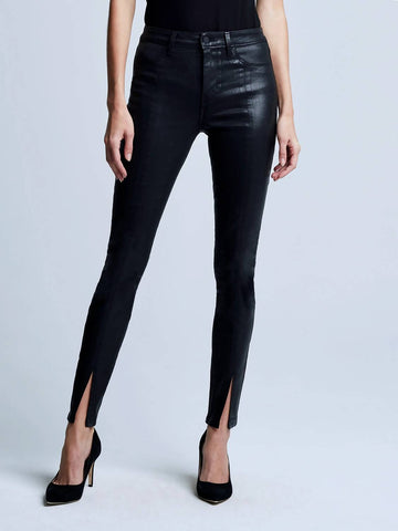 L jyothi coated jean in noir coated