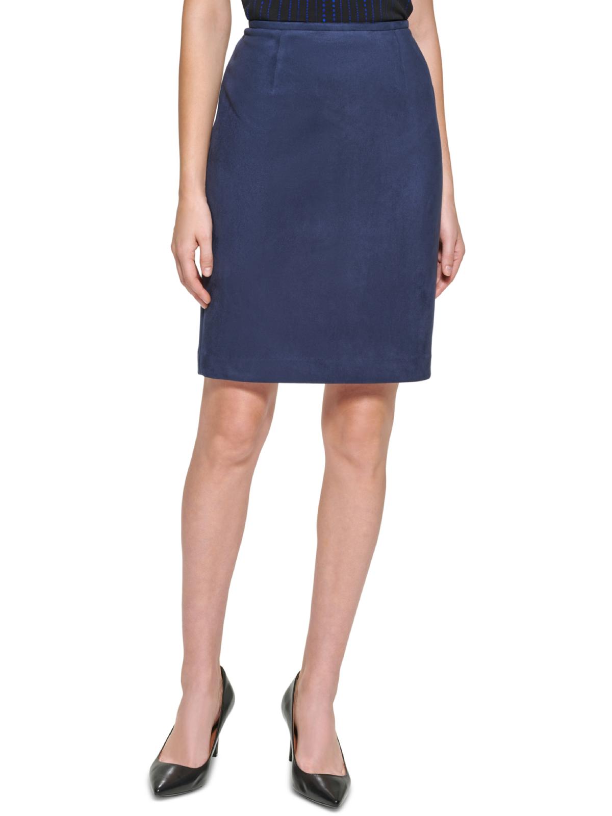 CALVIN KLEIN Petites Womens Faux Suede Professional Pencil Skirt