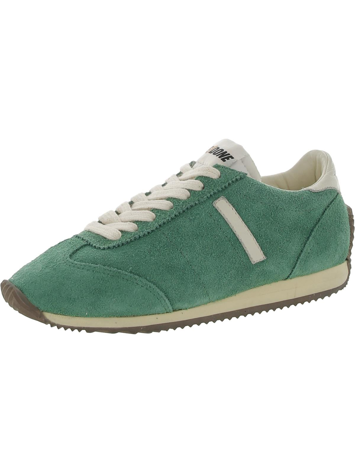 Shop Re/done 70's Runner Womens Leather Lace-up Running Shoes In Green