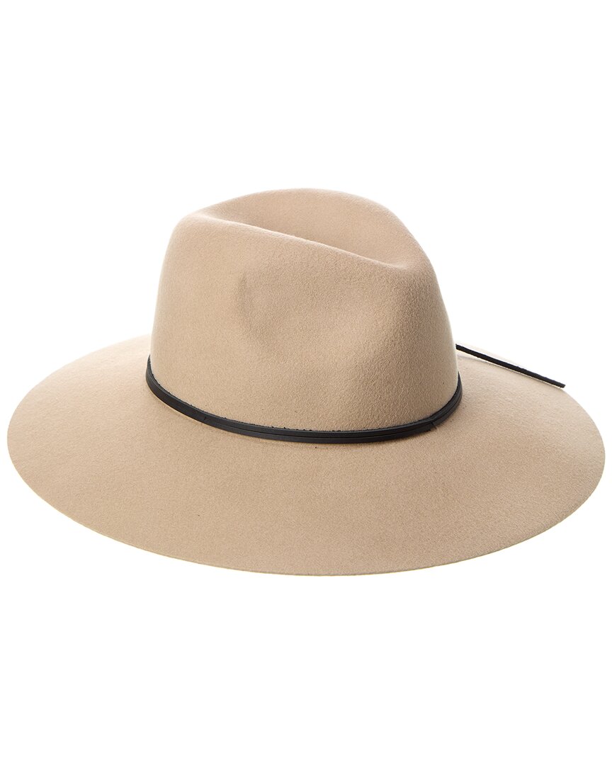 Shop Phenix Wide Brim Leather-trim Wool Fedora In Beige