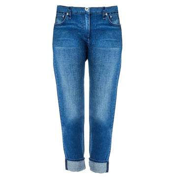 Rag & Bone drew low rise cotton cropped boyfriend jeans in topaz blue