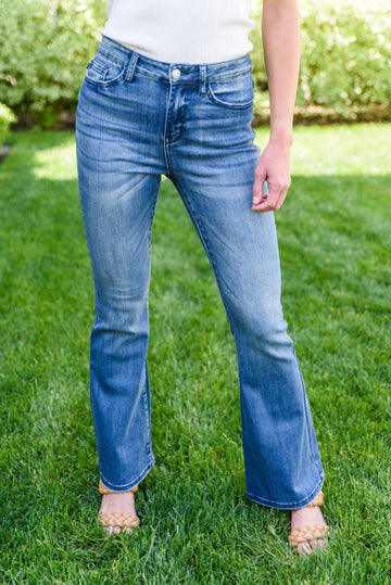 Judy Blue la mode contrast trouser flare jean in medium wash