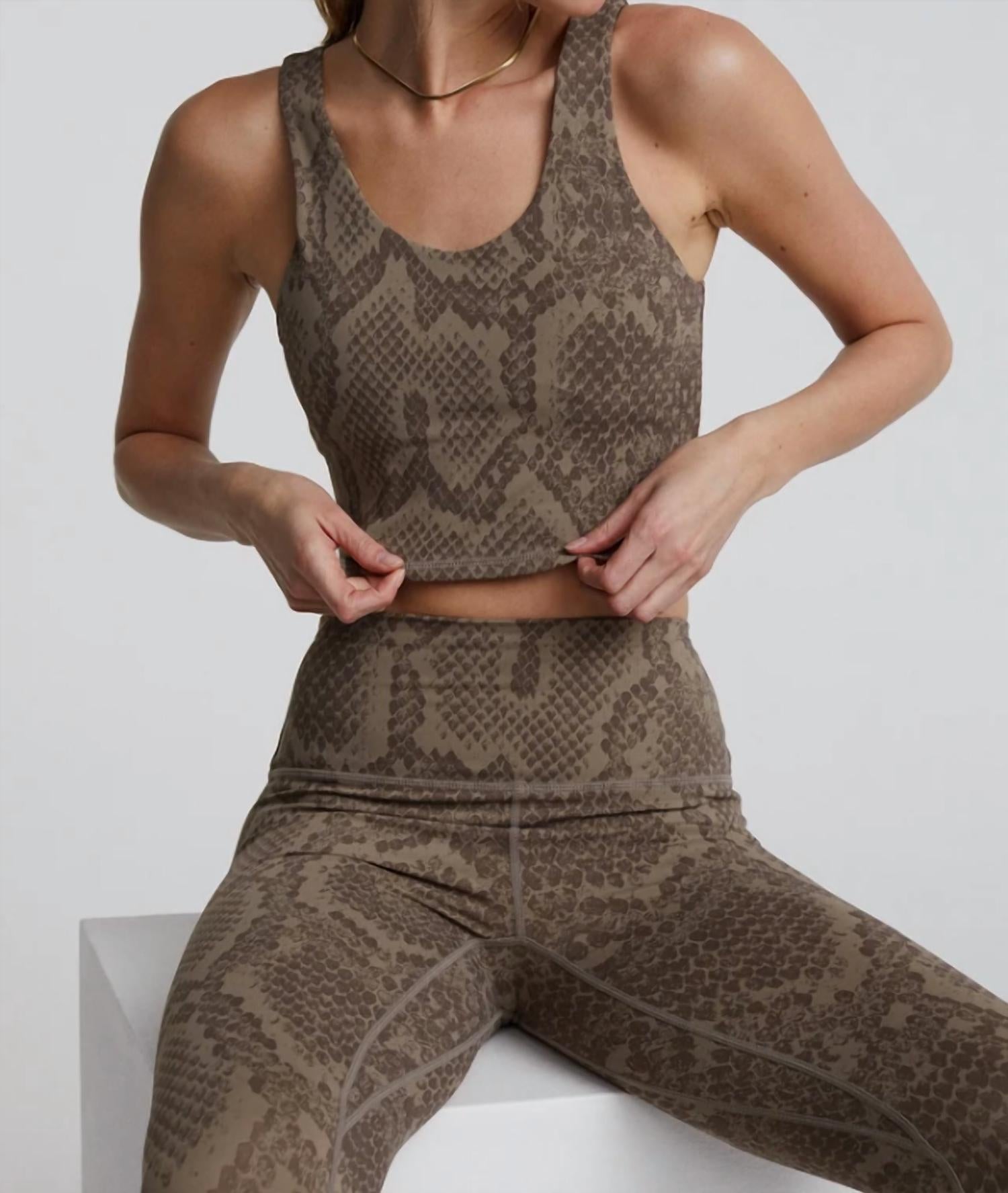 VARLEY Let'S Move Walker Bra In Khaki Snake