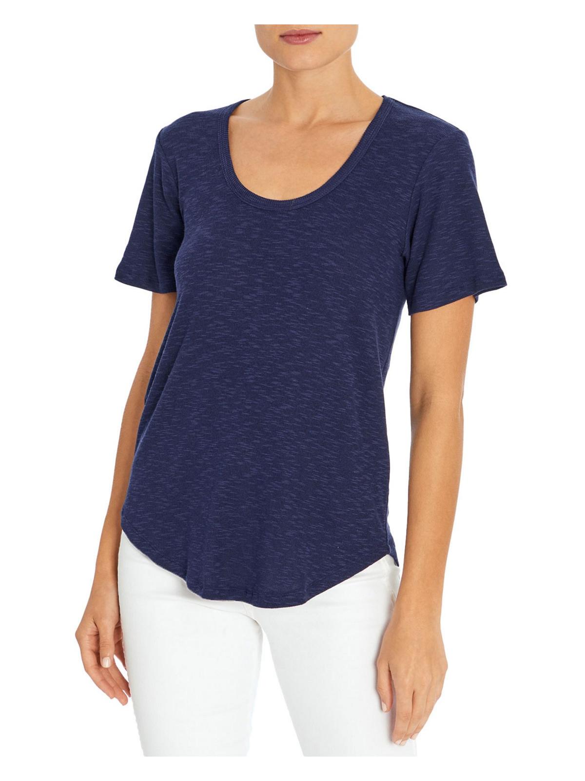 THREE DOTS Womens Ribbed Scoop Neck Top