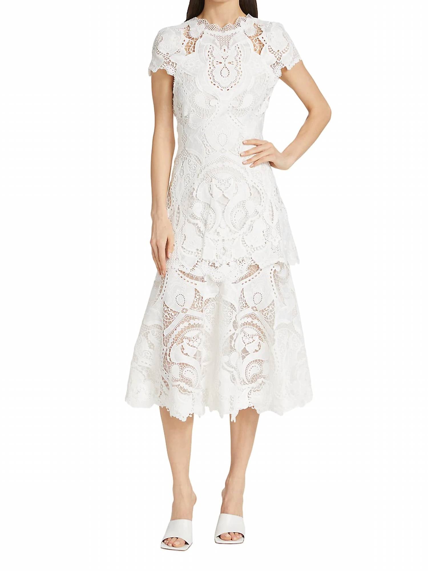 JONATHAN SIMKHAI Laura Guipure Lace Midi-Dress in White