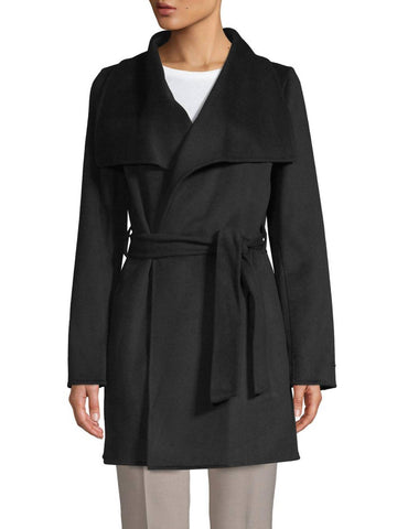 T Tahari ella lightweight wool wrap trench coat in black