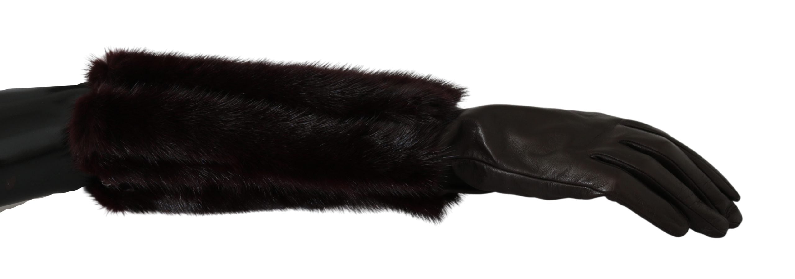 DOLCE & GABBANA Dolce & Gabbana Mid Arm Length Leather Fur Women's Gloves
