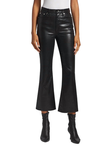 Rag & Bone casey coated high-rise ankle flare jean in black