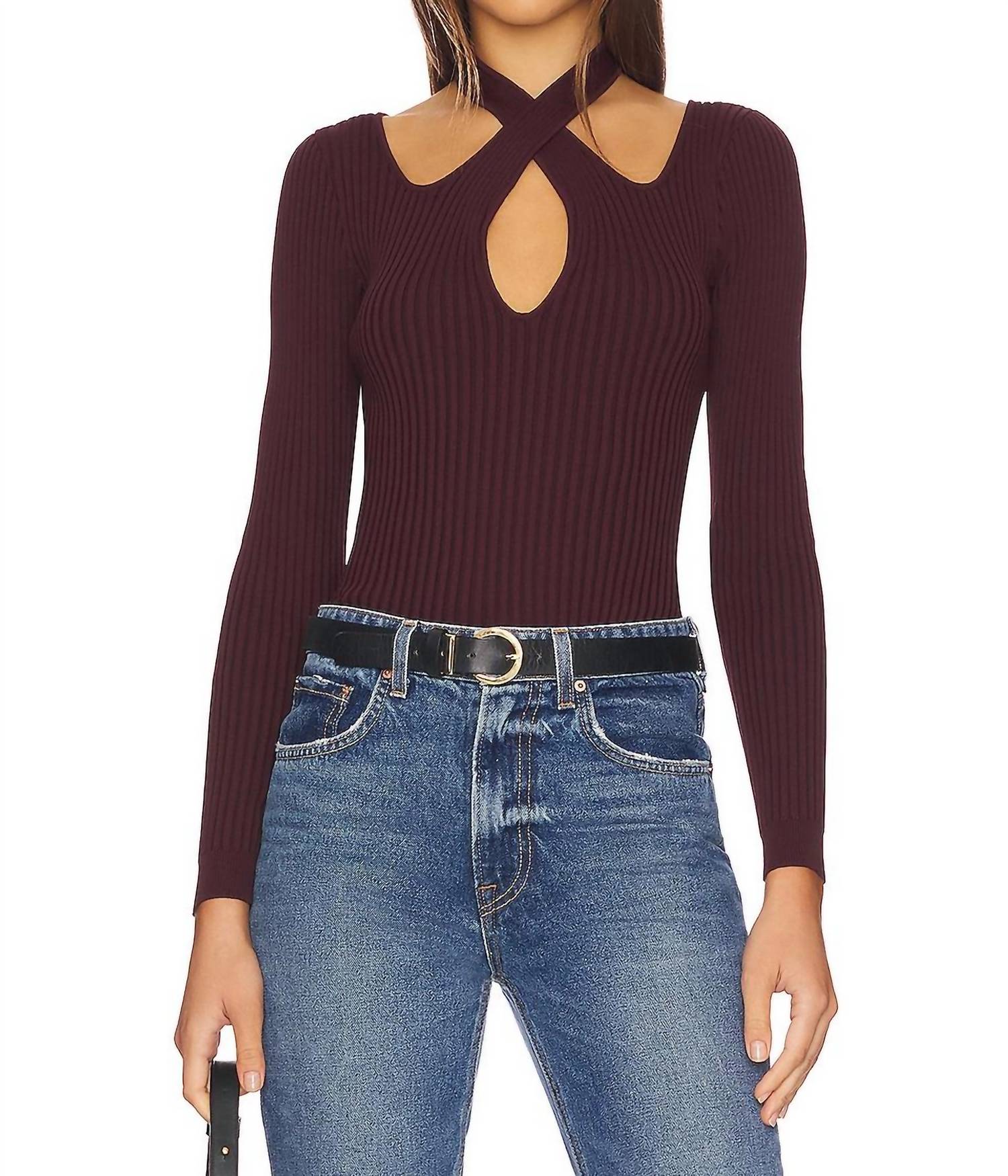 MINKPINK Gianna Knit Top in Chocolate
