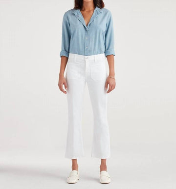 7 For All Mankind high waist slim kick with front pockets denim in white runway