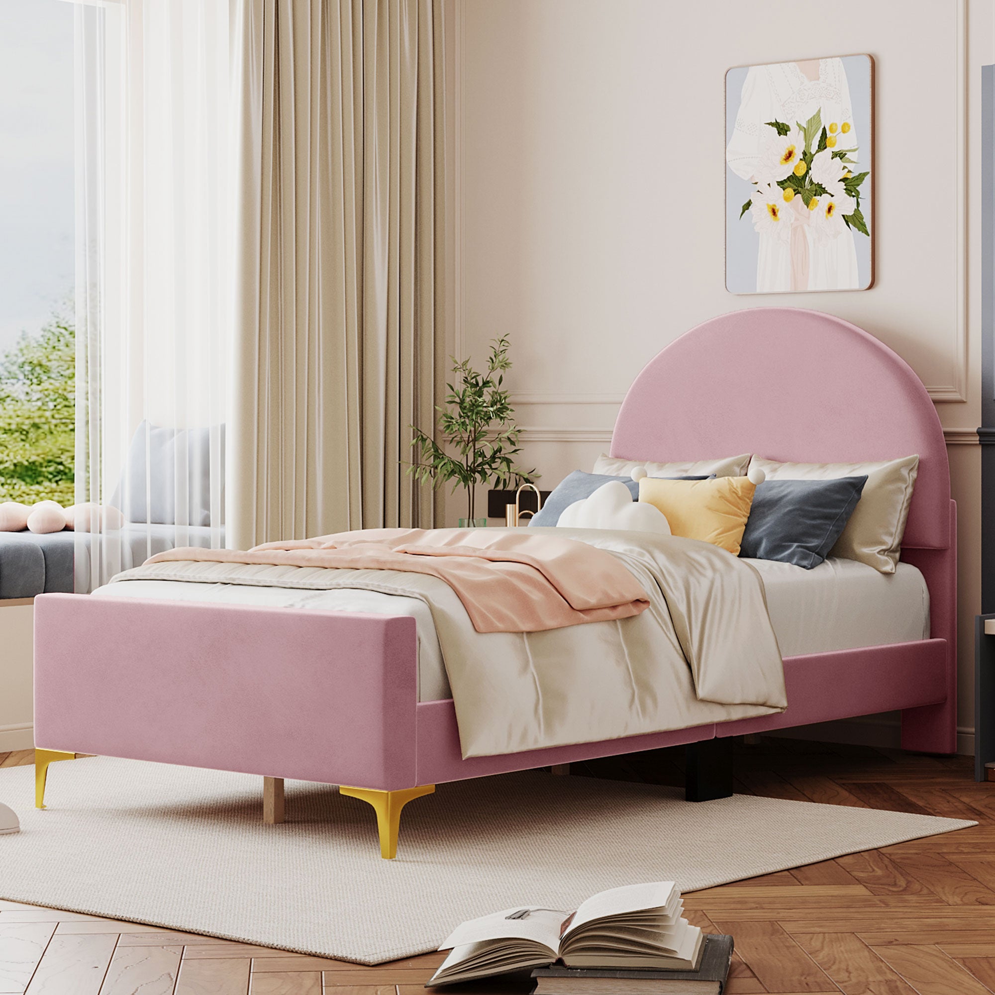 Shop Simplie Fun Twin Size Upholstered Platform Bed