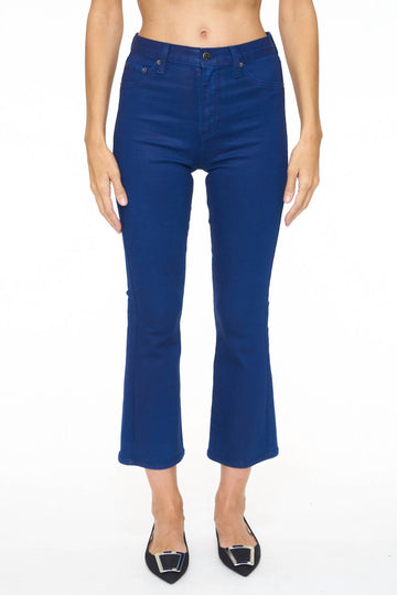 Pistola lennon high rise cropped boot cut jean in coated sapphire