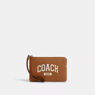 코치 COACH Outlet corner zip wristlet with varsity