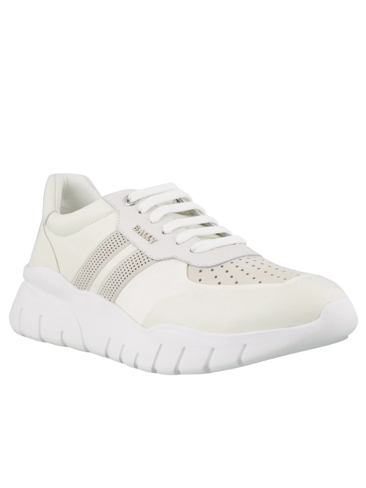 Shop Bally Bison 6230656 Men's White Lamb Leather Sneakers