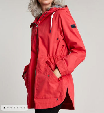 Joules shoreside coastal waterproof coat in red