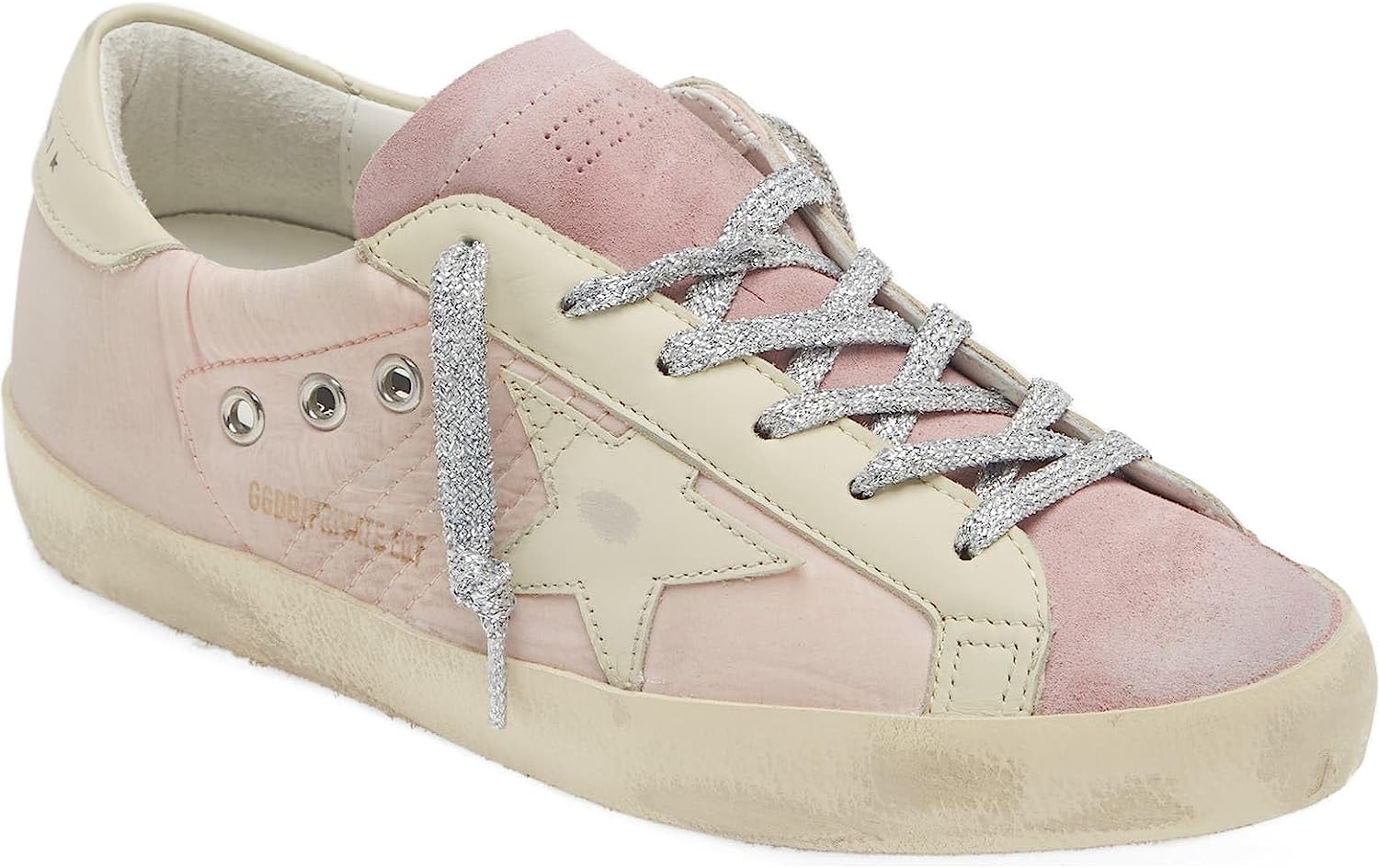 Shop Golden Goose Women Super Star Pink Lace Up Leather Suede Sneakers