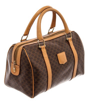 Celine Dark Brown and Tan Leather Macadam Boston Bag
