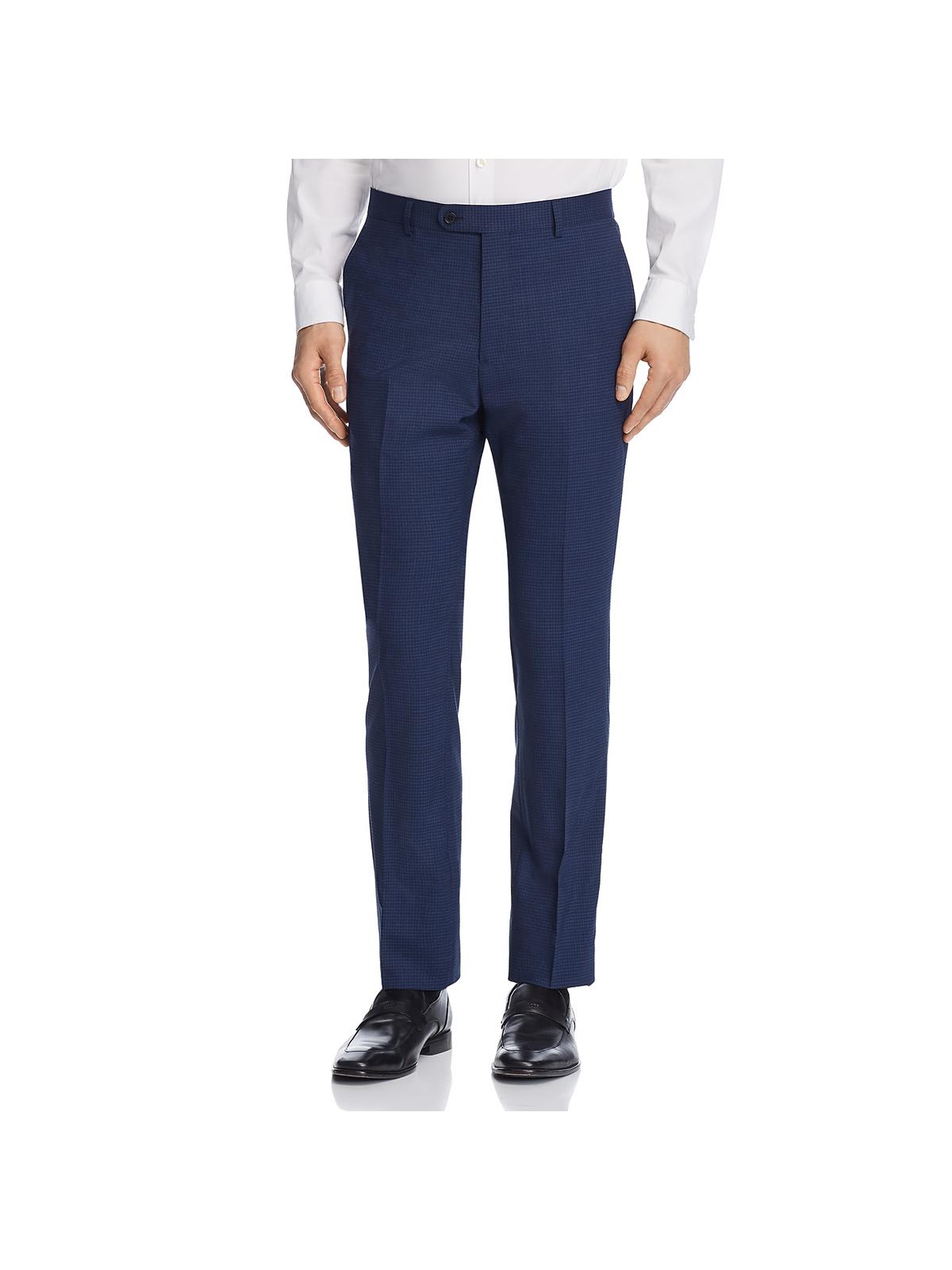 JOHN VARVATOS Mens Check Print Slim Fit Suit Pants