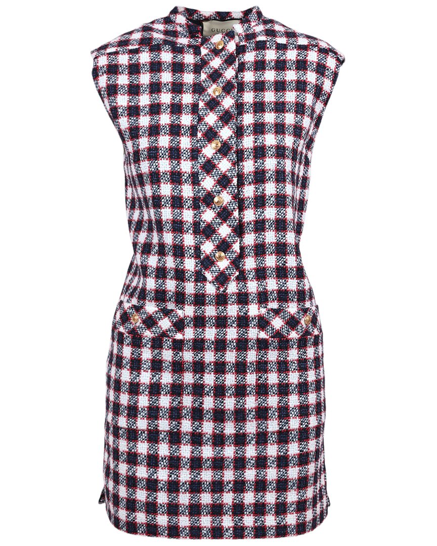 GUCCI Gucci Sylvie Vichy Wool-Blend Dress