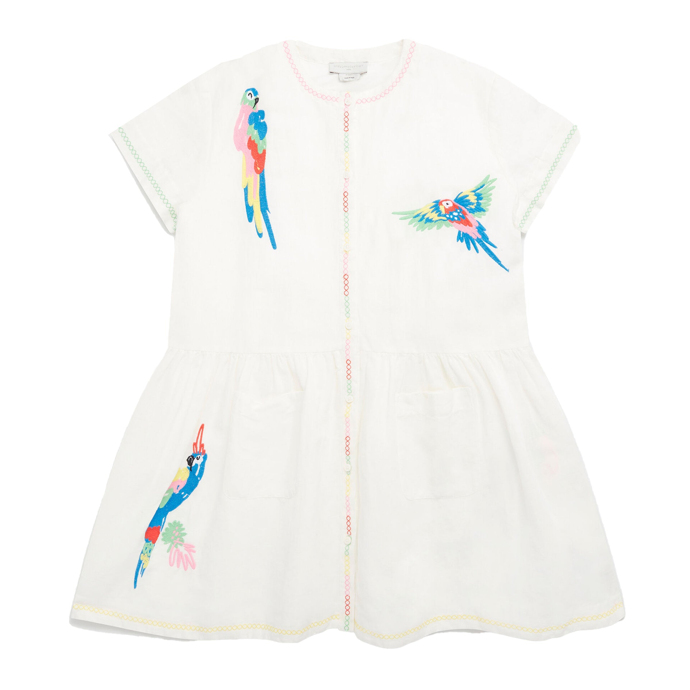 STELLA MCCARTNEY White Parrot Embroidered Dress