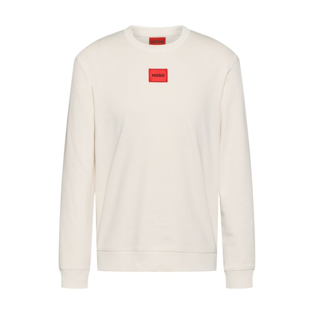 Hugo Cotton-terry Sweatshirt With Red Logo Label In White