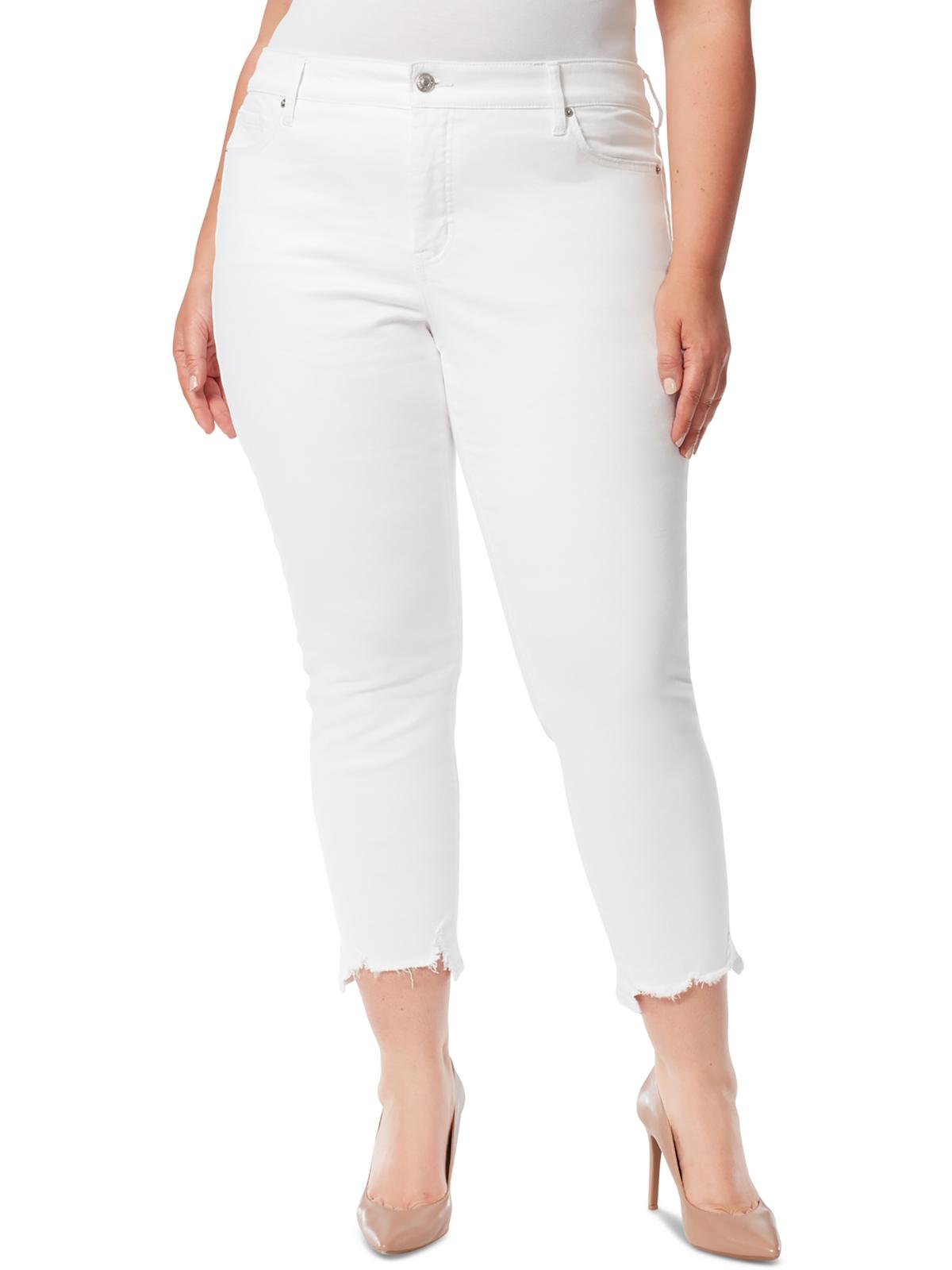 Shop Jessica Simpson Plus Womens High Rise Slim Straight Leg Jeans In White