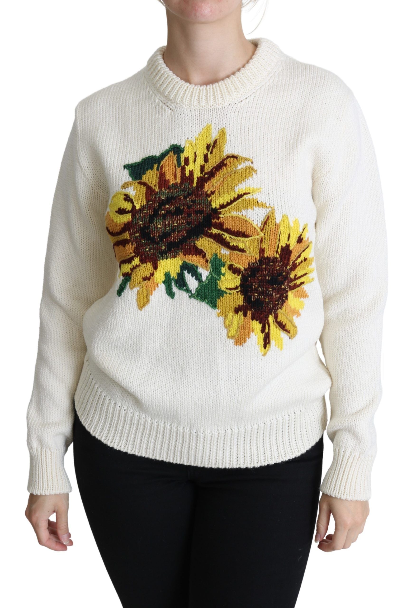 DOLCE & GABBANA Dolce & Gabbana  Floral Wool Pullover Sunflower Women's Sweater