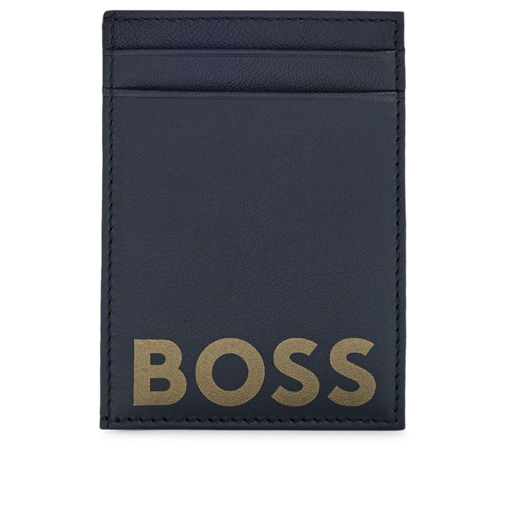 HUGO BOSS Leather card holder with contrast logo and ID window