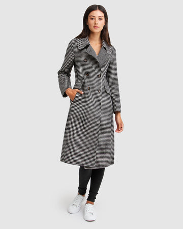 Belle&Bloom save my love wool coat - black & white check