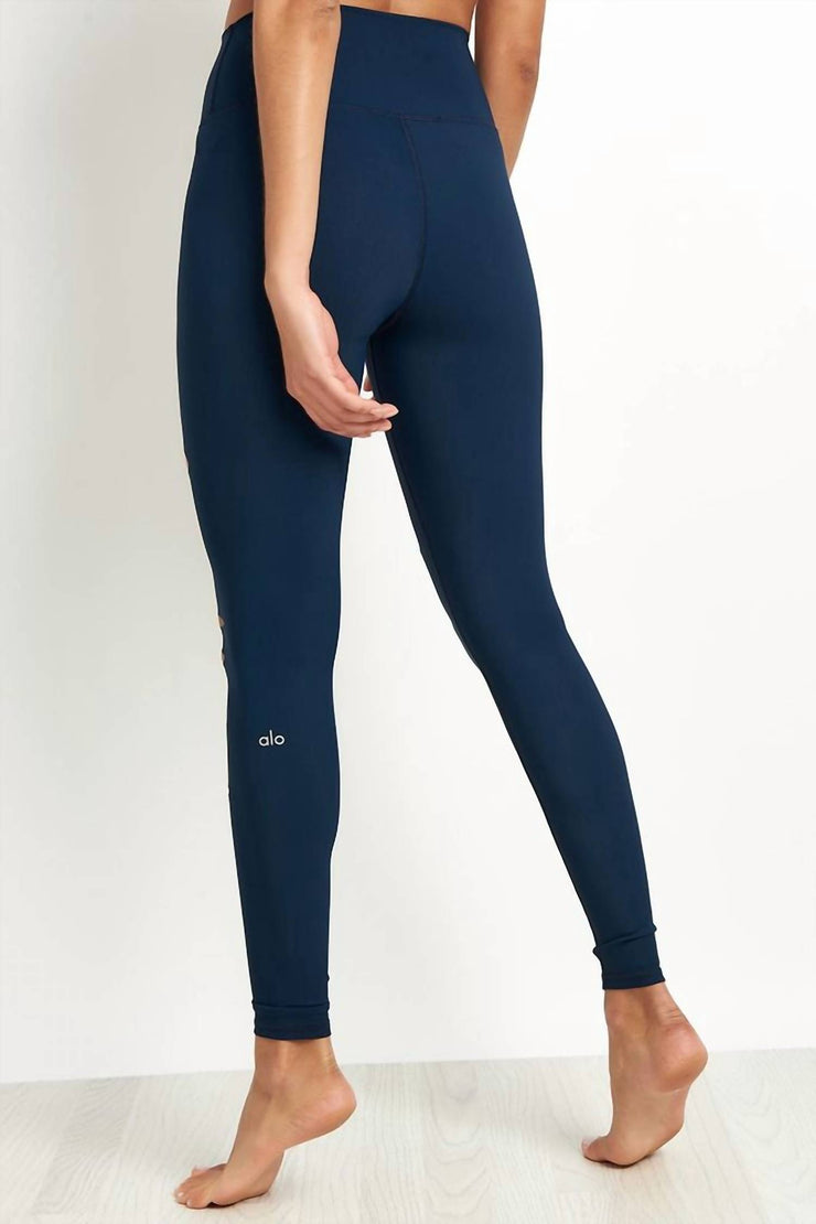 alo High Waisted Ripped Warrior Legging Rich Navy W5555R - Free Shipping at  Largo Drive