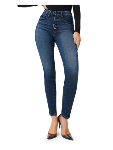Good American womens high rise button fly skinny jeans