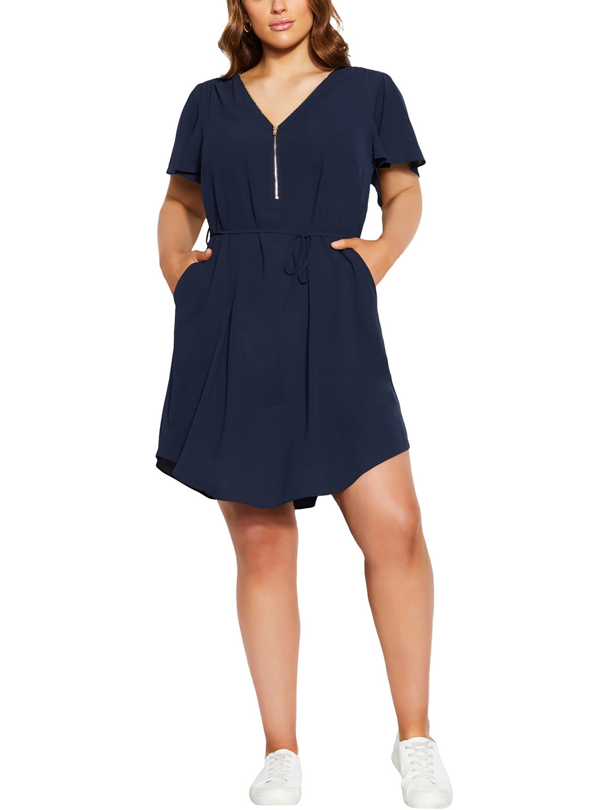 Shop City Chic Plus Womens Office Career Wear To Work Dress In Blue