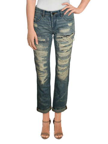 [BLANKNYC] the galaxy womens low rise destroyed cropped jeans