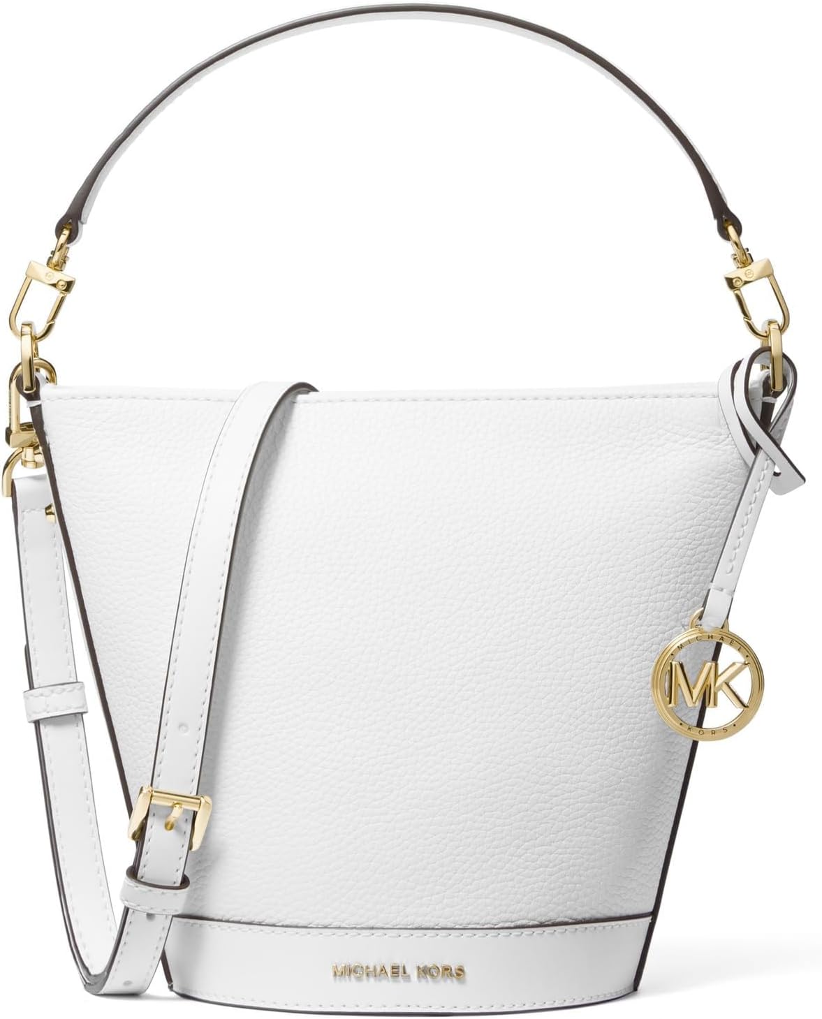 Shop Michael Michael Kors Michael Kors Townsend Small Top Zip Convertible Bucket Crossbody, Optic White