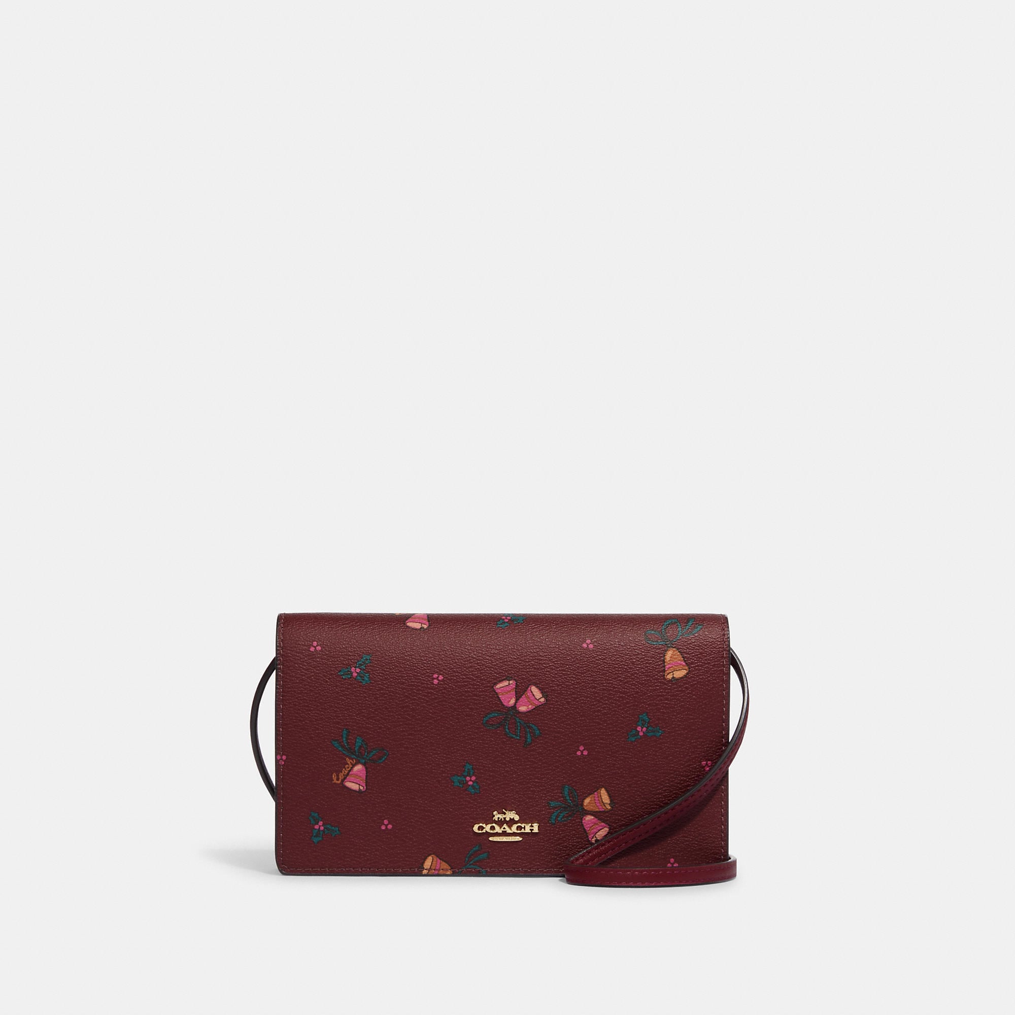COACH OUTLET Coach Outlet Anna Foldover Clutch Crossbody With Holiday Bells Print