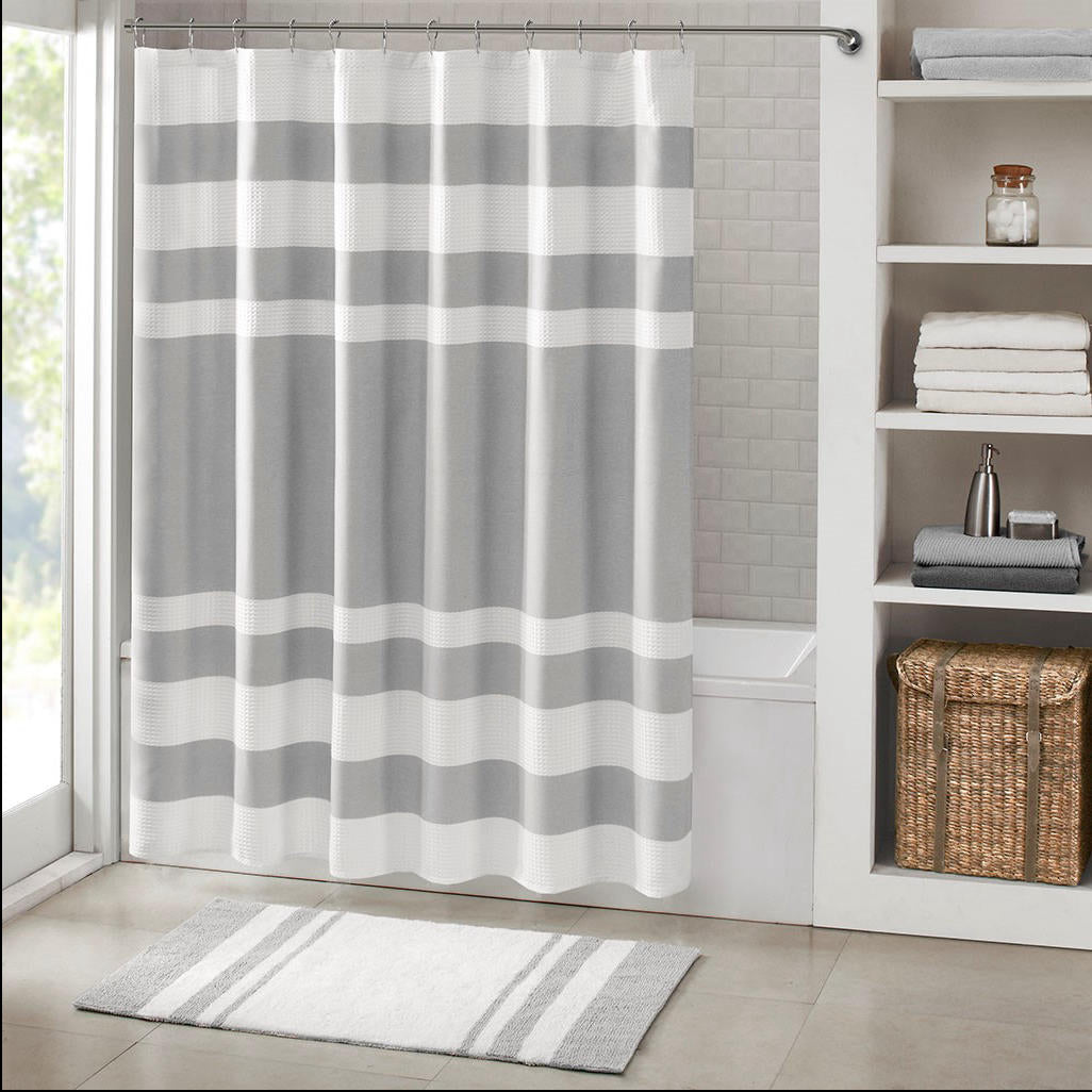 HOME OUTFITTERS Home Outfitters Grey Shower Curtain w/ 3M Treatment 108"W x 72"L, Shower Curtain for Bathrooms, Clas