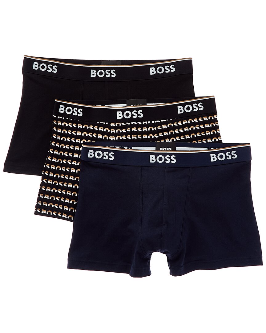 Shop Hugo Boss 3pk Bold Boxer Trunk In Black