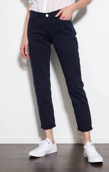 Frame le garcon mid-rise straight pant in washed navy