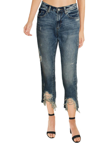 [BLANKNYC] the madison womens high rise destroyed cropped jeans