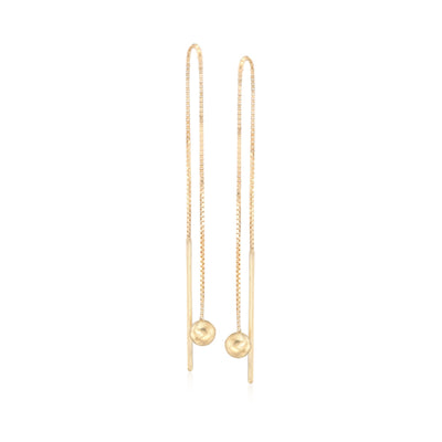 Ross-Simons 14kt Yellow Gold Linear Bar Drop Threader Earrings