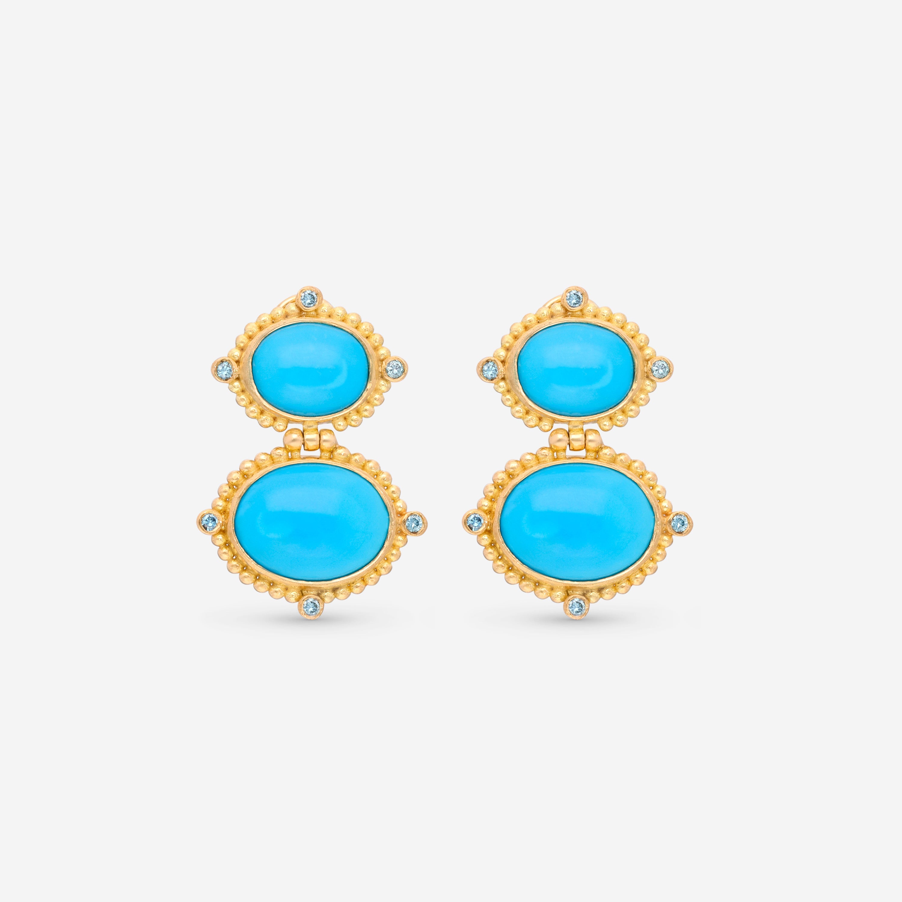 Shop Konstantino Limited 18k Yellow Gold, Turquoise And Blue Diamond Earrings Skmk03121-18kt-470