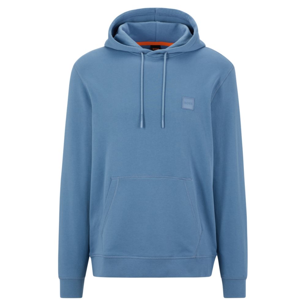 HUGO BOSS French-terry-cotton hooded sweatshirt with logo patch