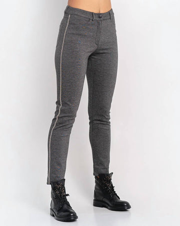 D.Exterior jean with side stripe in grey