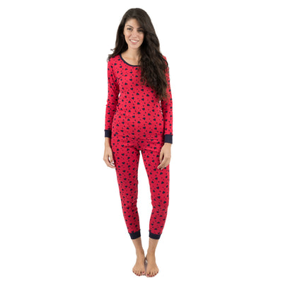 Leveret Womens Two Piece Boho Solid Thermal Pajamas