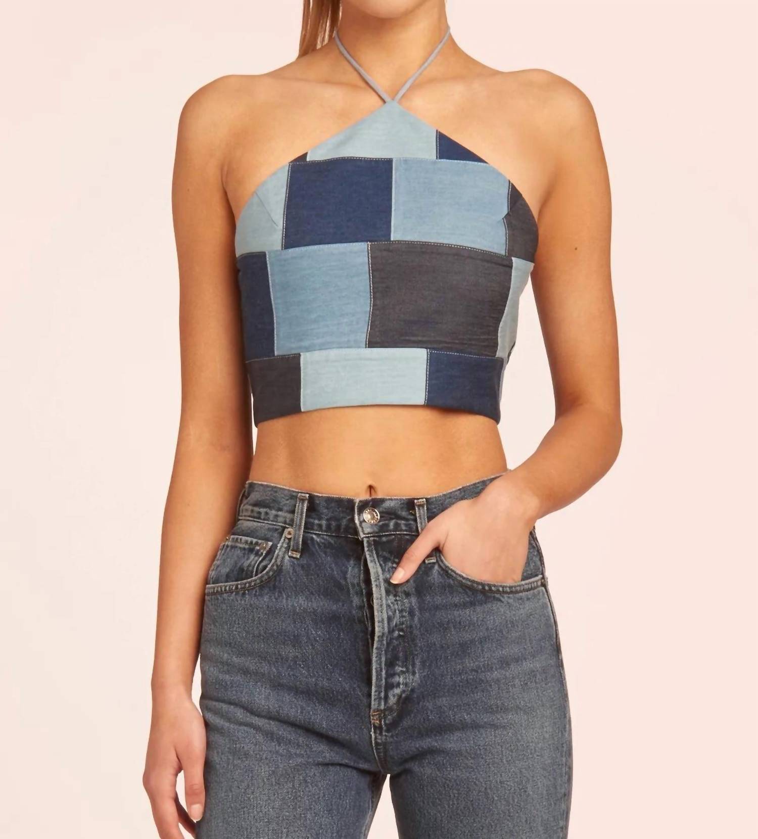 AMANDA UPRICHARD Laurena Top in Blue Multi