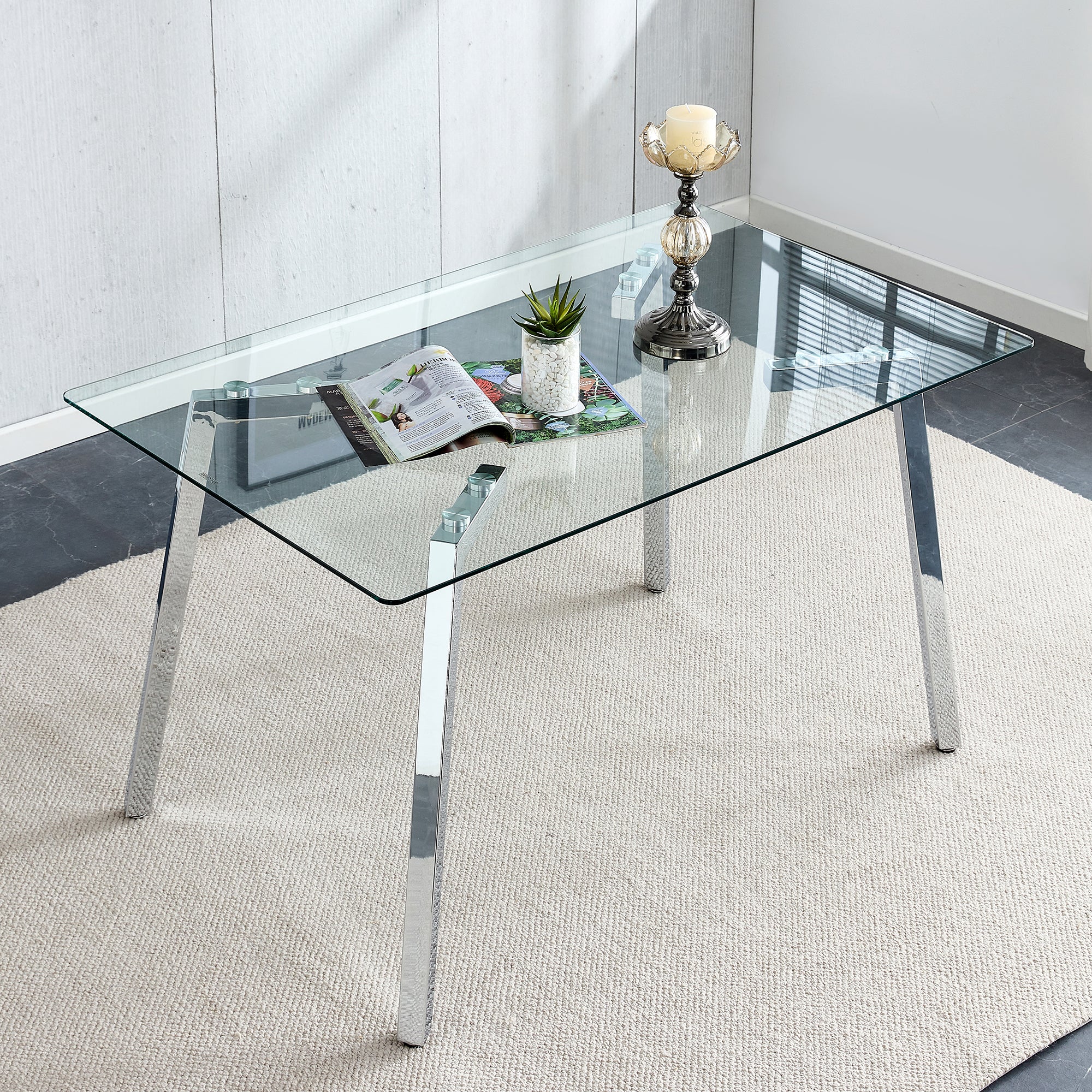 Shop Simplie Fun Glass Dining Table Modern Minimalist Rectangular For 46