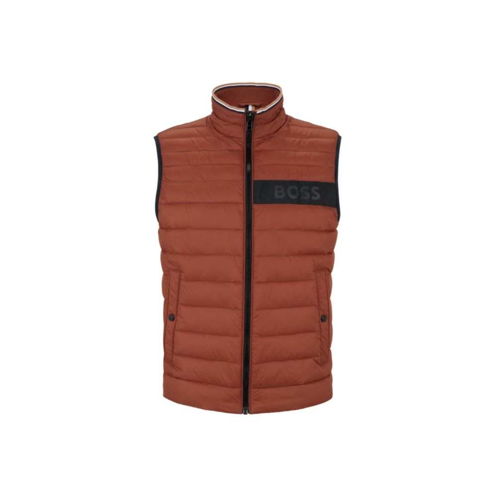 HUGO BOSS Water-repellent padded gilet with 3D logo tape