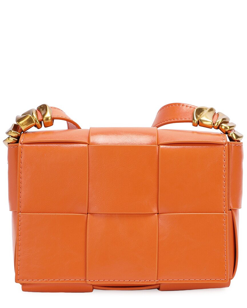 Tiffany & Fred Woven Leather Crossbody In Orange